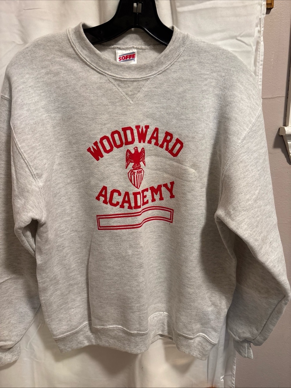 Vintage Soffe 90s Gray Crewneck Sweatshirt Woodward Academy youth large